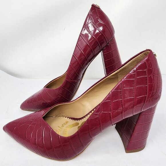 Circus By Sam Edelman sz 7 Marlee Burgundy Croc-Embossed Pointed Toe Pumps - Picture 4 of 11